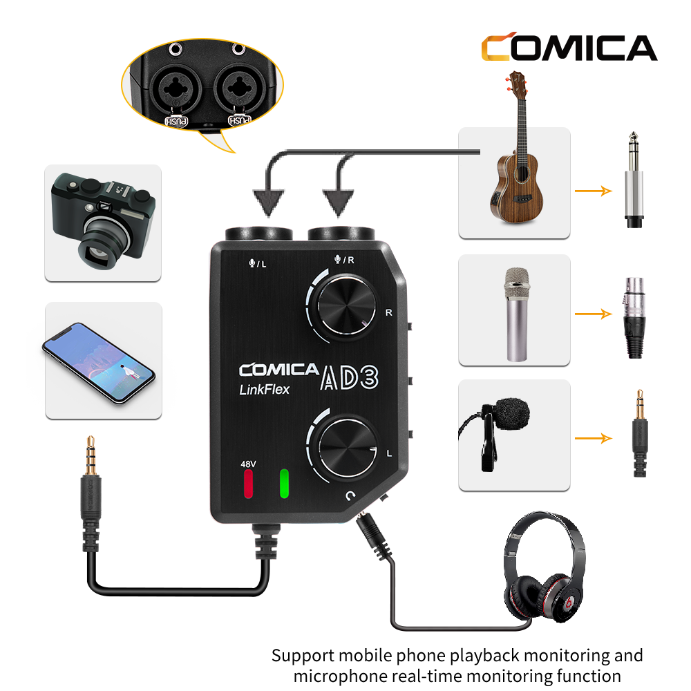 Dual-Channel Audio Mixer for Camera and Smartphone (CoMica) - Ikan