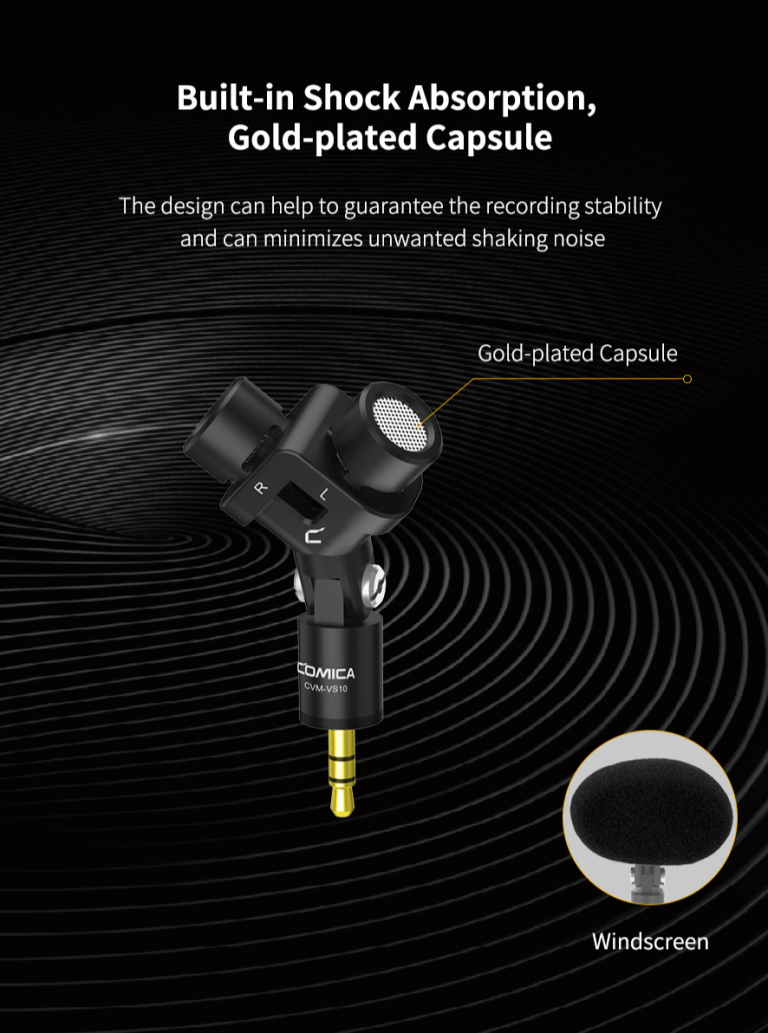 Mini Flexible XY Stereo Microphone for DSLR and GoPro (Comica) - Ikan