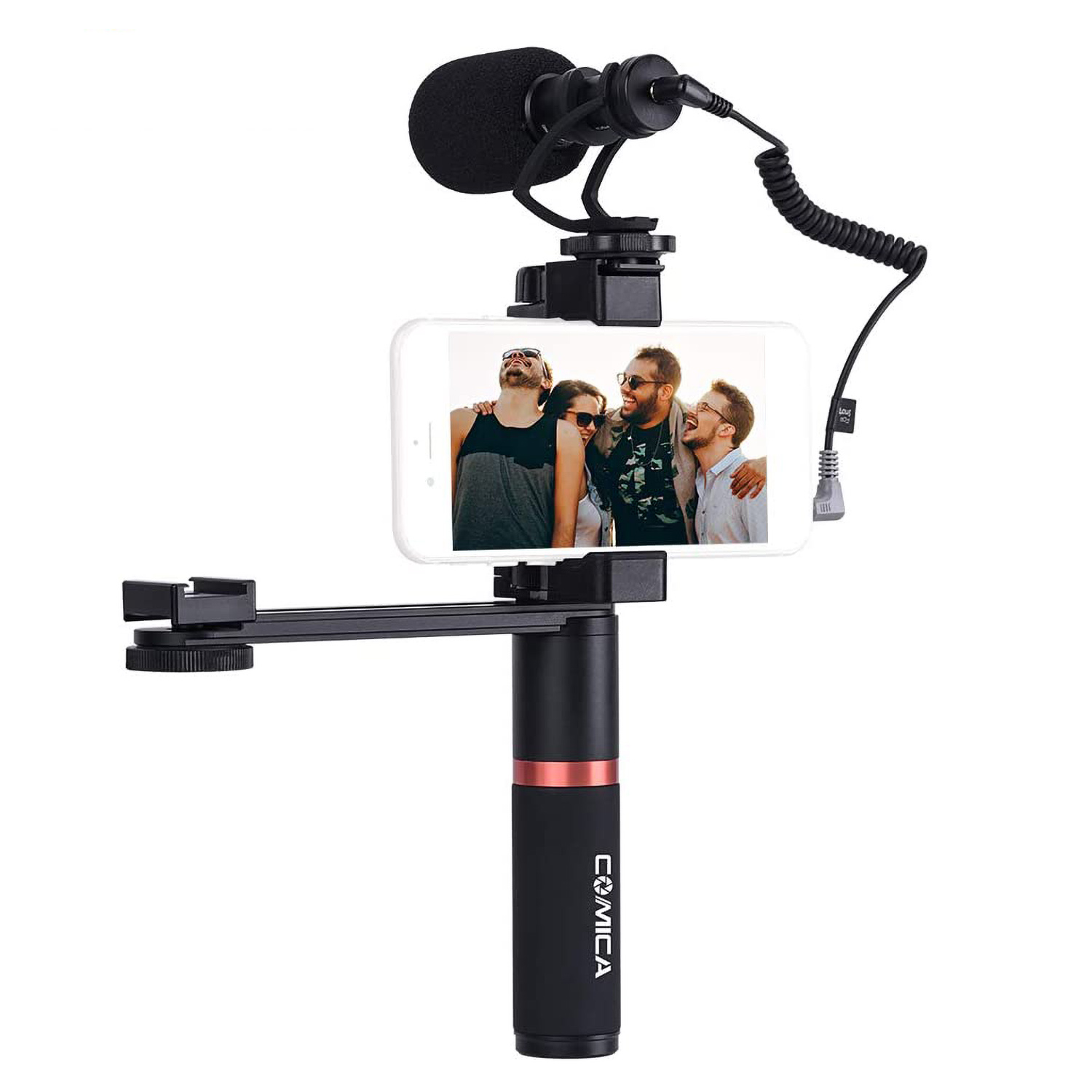 Comica Smartphone/iPhone Filmmaker Video Kit w/Mini Tripod - Black Shotgun Microphone and Phone Holder CVM-Vm10-K2 