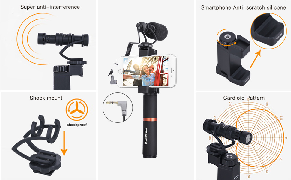 Full Metal Mini Compact On-Camera Directional Shotgun Video Mic Kit with  Grip Handle (CoMica)