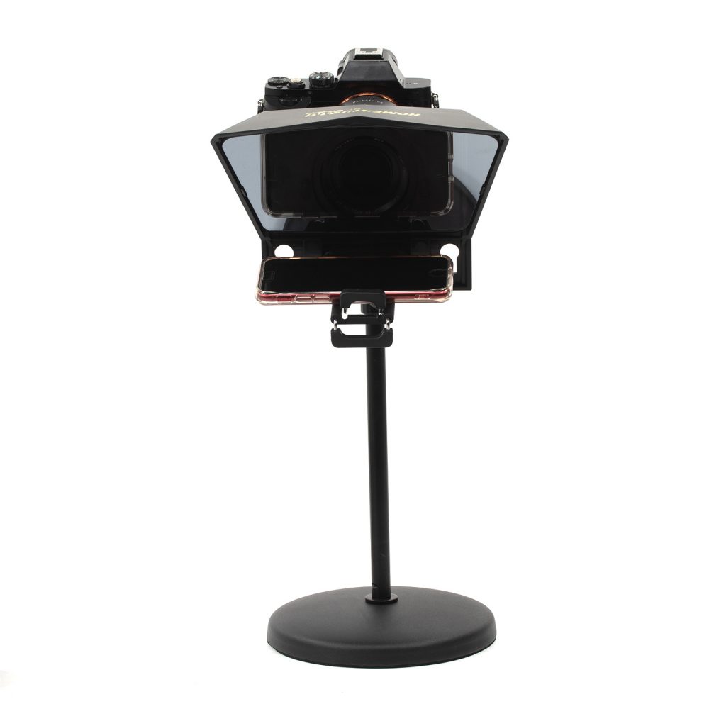 HomeStream™ Smartphone Teleprompter for DSLR, Mirrorless Cameras, or Smartphones w/ Desktop