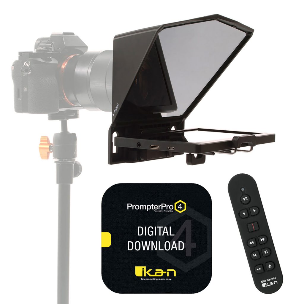 HomeStream Teleprompter with 7" Monitor, Elite Remote, and PrompterPro4 Ikan