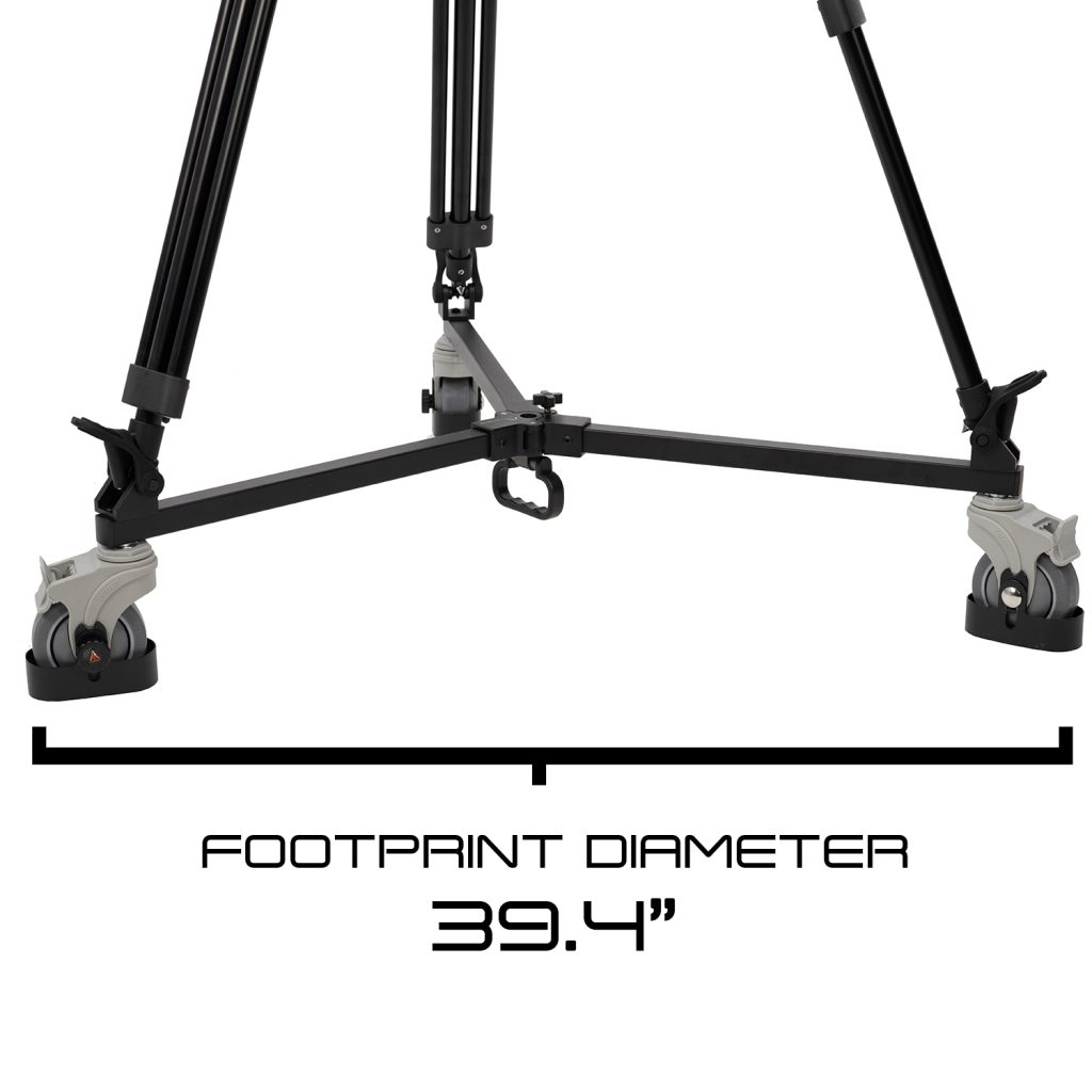 Aluminum PTZ Tripod w/ 100mm Flat Base & Dolly, Quick Release Plate, 88 ...