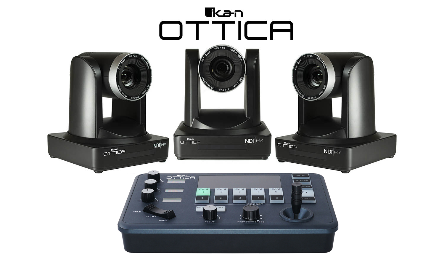 ikan ottica ptz camera bundle that comes with 3 cameras and a controller