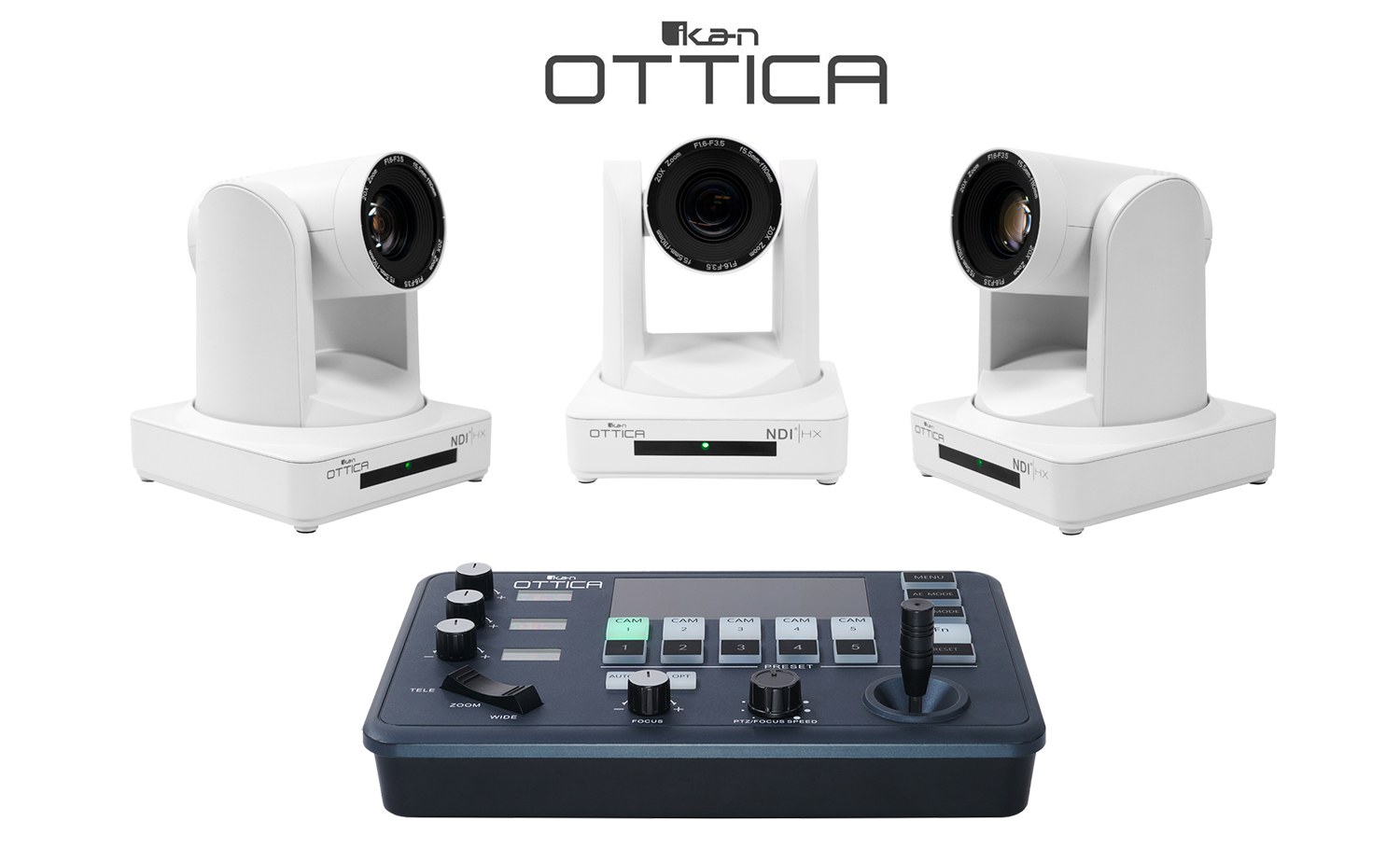 OTTICA™ BUNDLE W/ 3 NDI®|HX PTZ CAMERAS (White), 1 IP CONTROLLER 