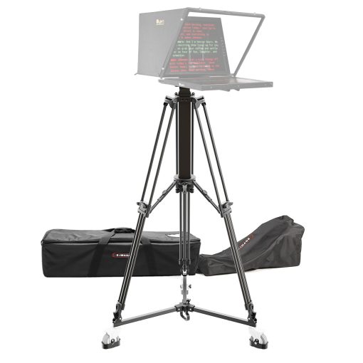 motorized tripod pedestal with a high payload for ptz cameras and ptz teleprompters uses a motorized center column to elevate up and down with a remote controller or IP VISCA controls