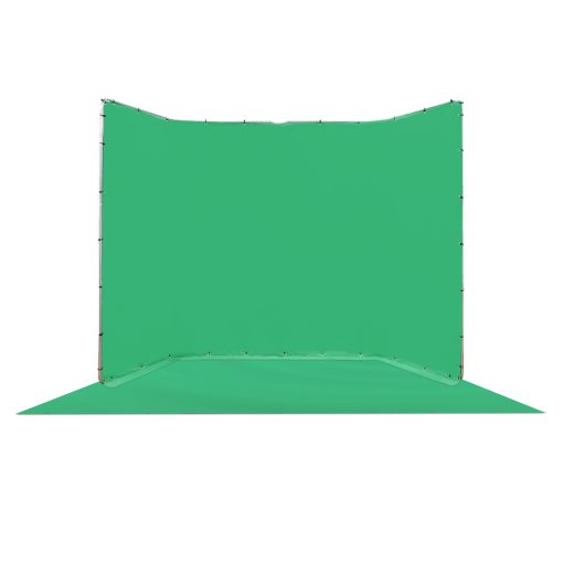 fold-out green screen with metal frame for color keying. foldout green screen/