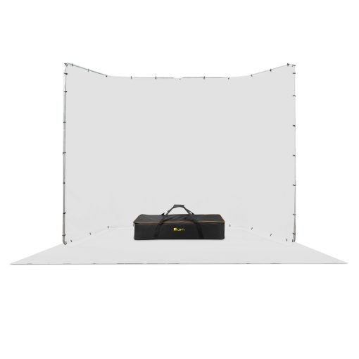 white backdrop with ground cloth for interviews and films