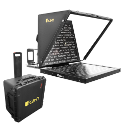 PT4900-V2, PT4900S-V2, PT4900-TM-V2, 5 PT4900S-TM-V2, Professional 19-inch high-bright teleprompter featuring a 1000 nit monitor, high-quality 70/30 beam splitter glass, lightweight aluminum chassis, and a screen readable from up to 25 feet. It includes multiple camera mounting options, an adjustable base for easy balancing, and reusable foam for transport. Suitable for various cameras including camcorders, DSLR, and mirrorless. Comes with PrompterPro software for MAC & PC and supports SDI, HDMI, composite, and VGA inputs.