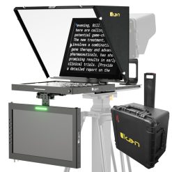 Aura™ Professional 17 in. SDI High Bright Beam Splitter Teleprompter w/ Talent Monitor Kit & Travel Kit