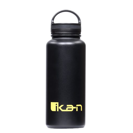 22oz powder-coated stainless steel water bottle with loop handle, featuring double-wall vacuum insulation and a wide mouth design.