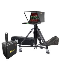 19″ Widescreen PTZ Teleprompter, Motorized Pedestal & Dolly Turnkey, Travel Kit