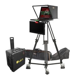 19" 4:3 PTZ Teleprompter w/ 16:9 Talent Monitor, Tripod & Dolly Turnkey, Travel Kit