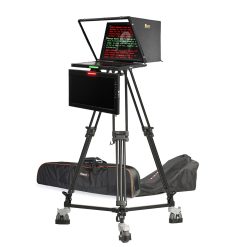 19" 4:3 PTZ Teleprompter w/ 16:9 Talent Monitor, Tripod & Dolly Turnkey