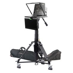 19" 4:3 Teleprompter w/ 16:9 Talent Monitor, Motorized Pedestal & Dolly Turnkey