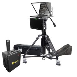19" 4:3 Teleprompter w/ 16:9 Talent Monitor, Motorized Pedestal & Dolly Turnkey, Travel Kit