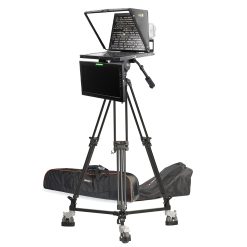 19" 4:3 Teleprompter w/ 16:9 Talent Monitor, Tripod & Dolly Turnkey