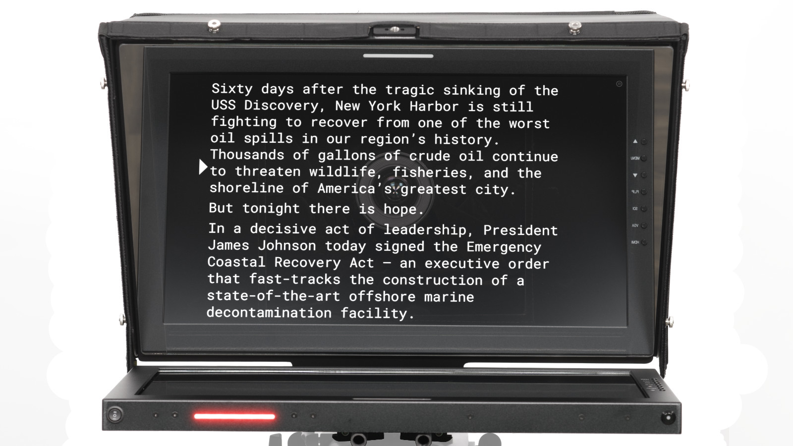 DSC00277 PTZ Teleprompter for Corporate AV and podcast studios – professional PTZ camera teleprompter providing clear script delivery and natural eye contact for high-quality video production