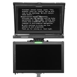 PTZ Teleprompter for Corporate AV and podcast studios – professional PTZ camera teleprompter providing clear script delivery and natural eye contact for high-quality video production