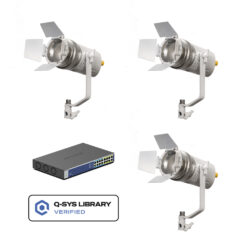 Lyra POE Bi-Color Studio Fresnel Zoom LED Light 3x Light w/ Netgear PoE++ Ultra 60 Switch Bundle (Unmanaged) (White)