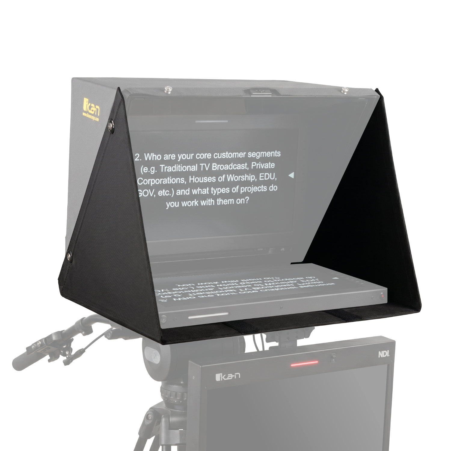 ikan PT-SH teleprompter shade hood, PT-SHlight blocker for 19 inch teleprompters, professional broadcast studio accessory