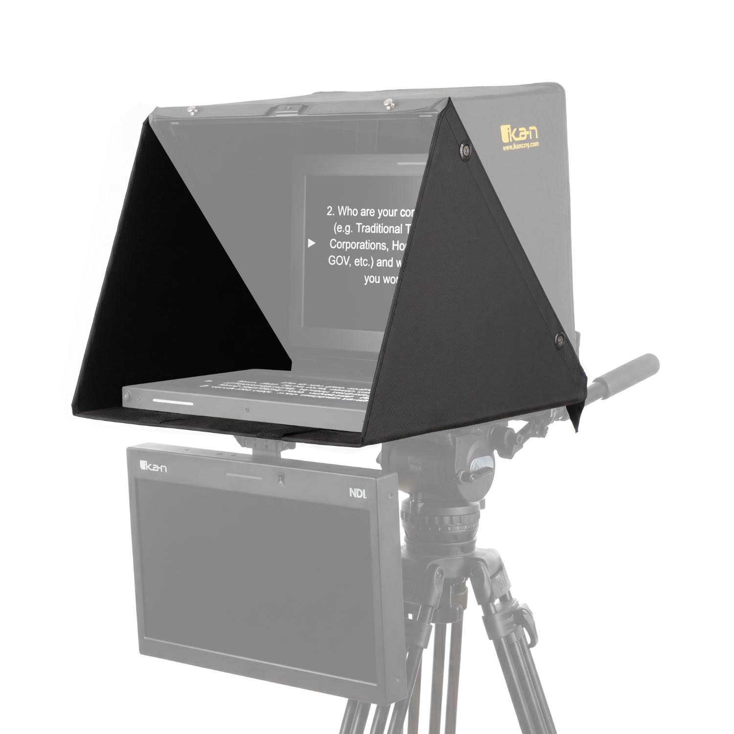 PT-SH cable pass-through with velcro flap and rubber grommet, clean cable routing for ikan teleprompter shade hood, HDMI and power cable management