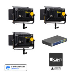 Lyra POE Half x 1 Bi-Color Studio Panel Soft LED Light 3x Light w/ Netgear PoE++ Ultra 60 Switch Bundle (Unmanaged)